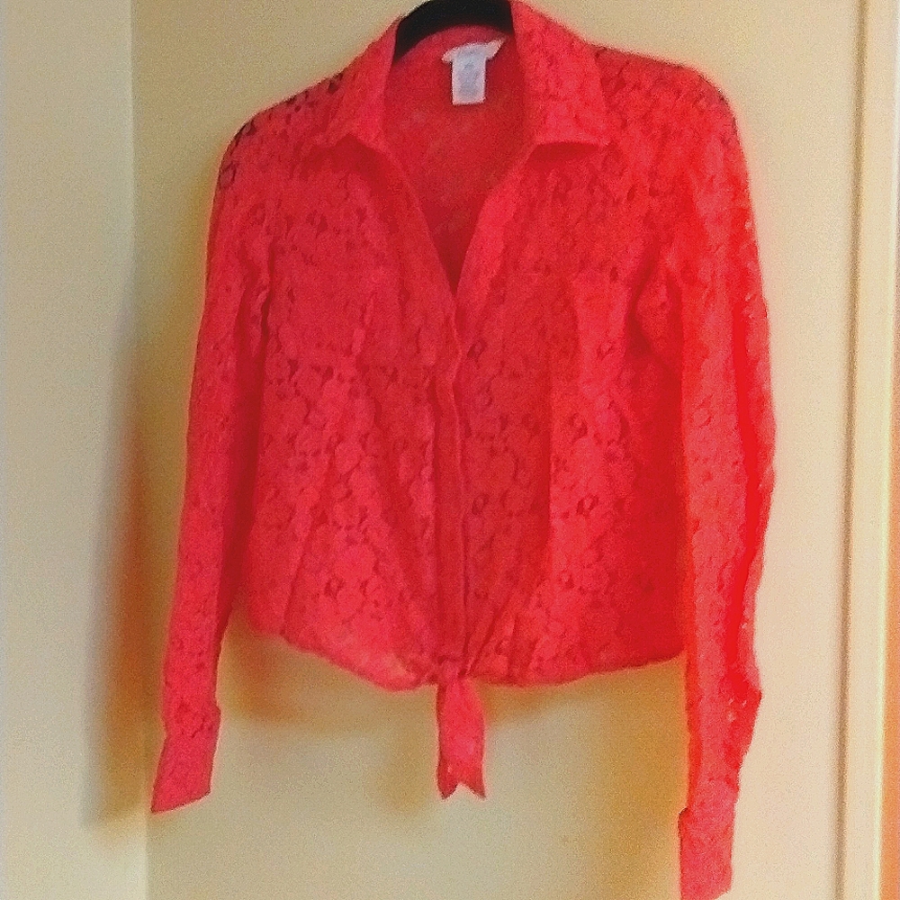 Candies brand, size xs, hot pink, lace, button up